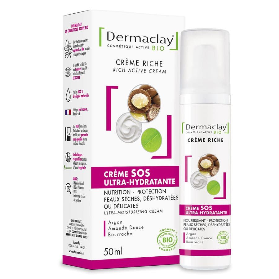 Dermaclay Active Day Cream Sos Ultra - moisturising Care 50ml (1.69fl oz) - FrenchBeautyHub