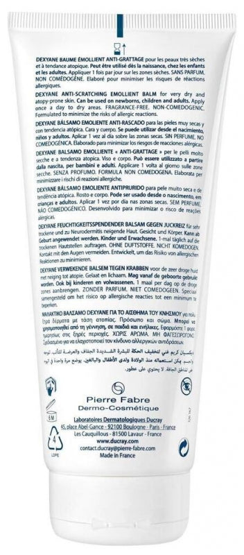 Ducray Dexyane Anti-Scratch Emollient Balm for Very Dry Skin Prone to Atopic Eczema 200ml (6.76 fl oz)