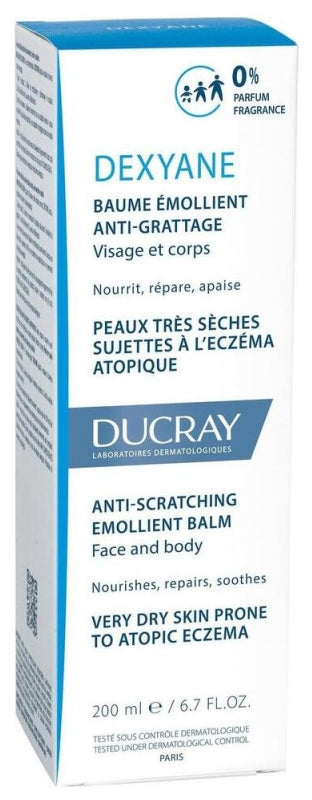 Ducray Dexyane Anti-Scratch Emollient Balm for Very Dry Skin Prone to Atopic Eczema 200ml (6.76 fl oz)