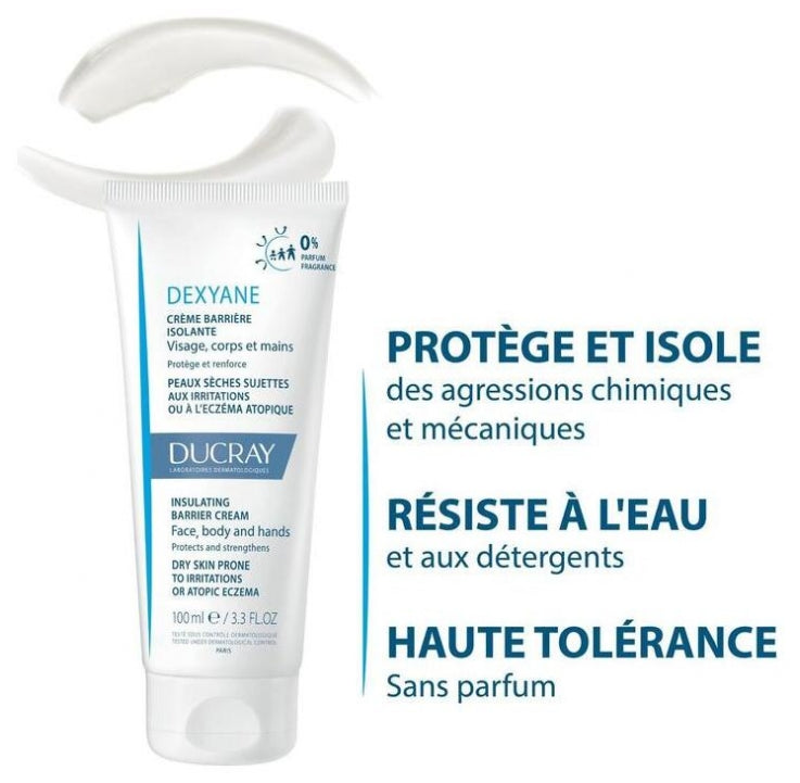 Ducray Dexyane Insulating Barrier Cream for Dry Skin Prone to Irritation or Atopic Eczema 100ml (3.38fl oz)