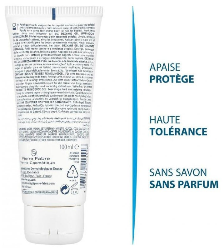 Ducray Dexyane Ultra-Rich Face & Body Cleansing Gel for Very Dry, Atopic-Prone Skin 100ml (3.38fl oz)