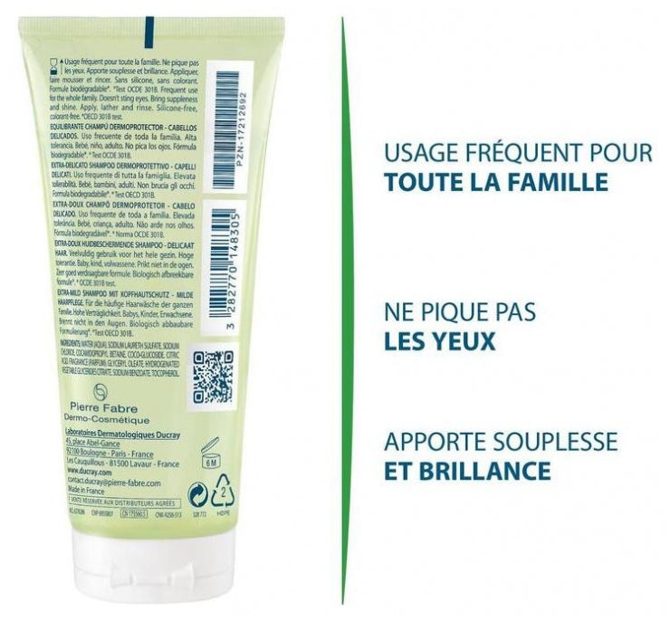 Ducray Extra-Doux Shampooing dermo-protecteur pour cheveux délicats