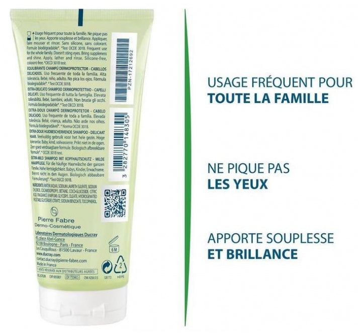 Ducray Extra-Doux Shampooing dermo-protecteur pour cheveux délicats