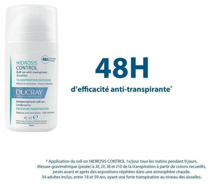 Ducray Hidrosis Control Antiperspirant Roll On Underarms  40ml (1.35fl oz)