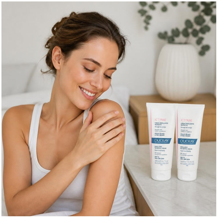 Ducray Ictyane Crème émolliente nutritive visage et corps peaux sèches à très sèches 200ml x2