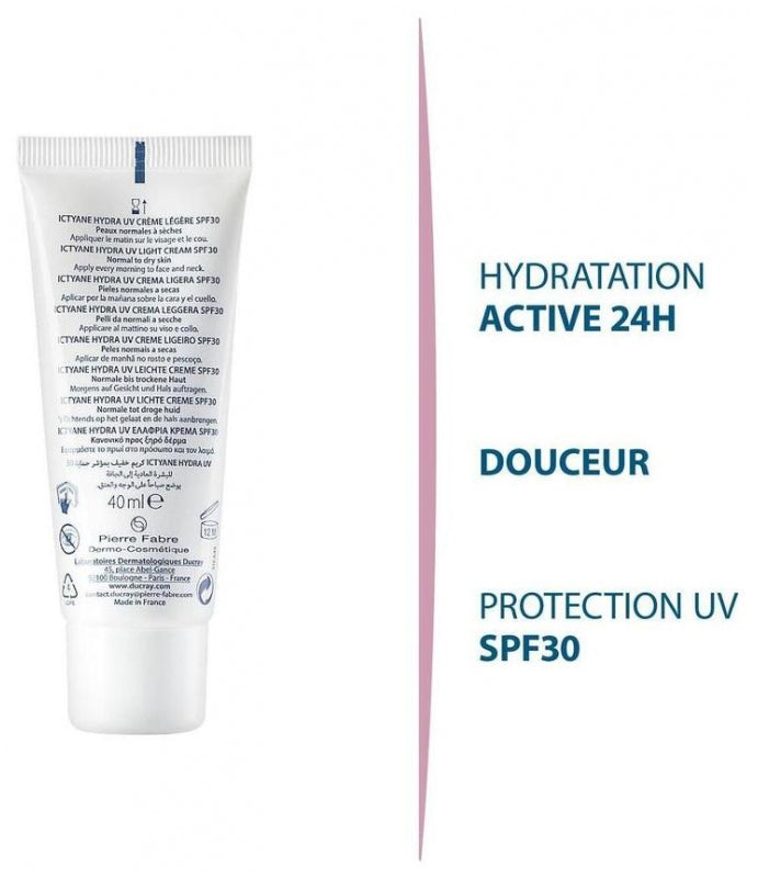 Ducray Ictyane Hydra Uv Light Cream Spf30 Face 40ml (1.35fl oz)