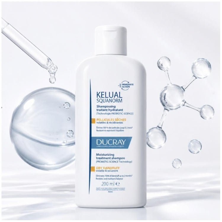Ducray Kelual Squanorm Moisturizing Treatment Shampoo for Dry Dandruff 200ml (6.76fl oz)