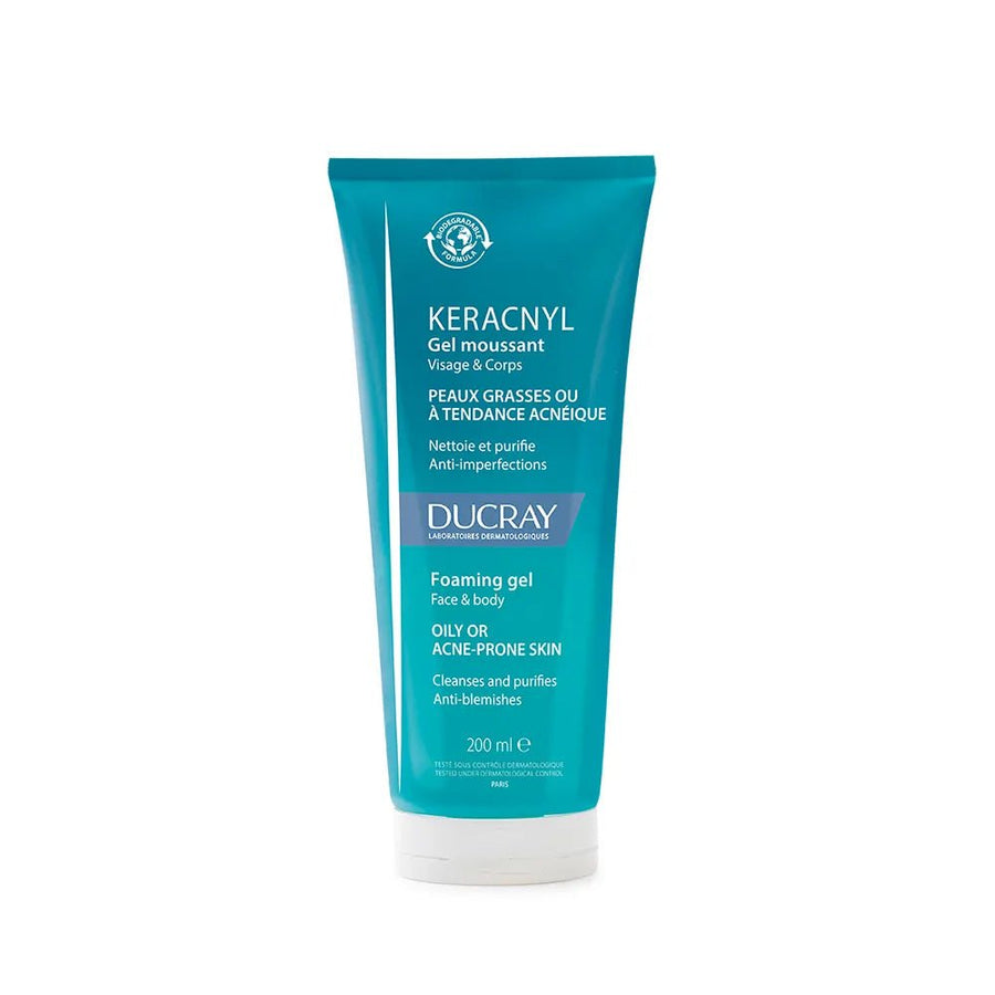 Ducray Keracnyl Foaming cleansing face gel oily skin 200ml (6.76fl oz) - FrenchBeautyHub