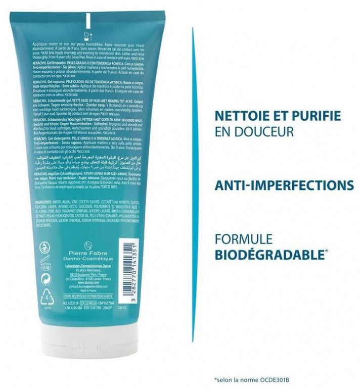 Ducray Keracnyl Foaming cleansing face gel oily skin 200ml (6.76fl oz)