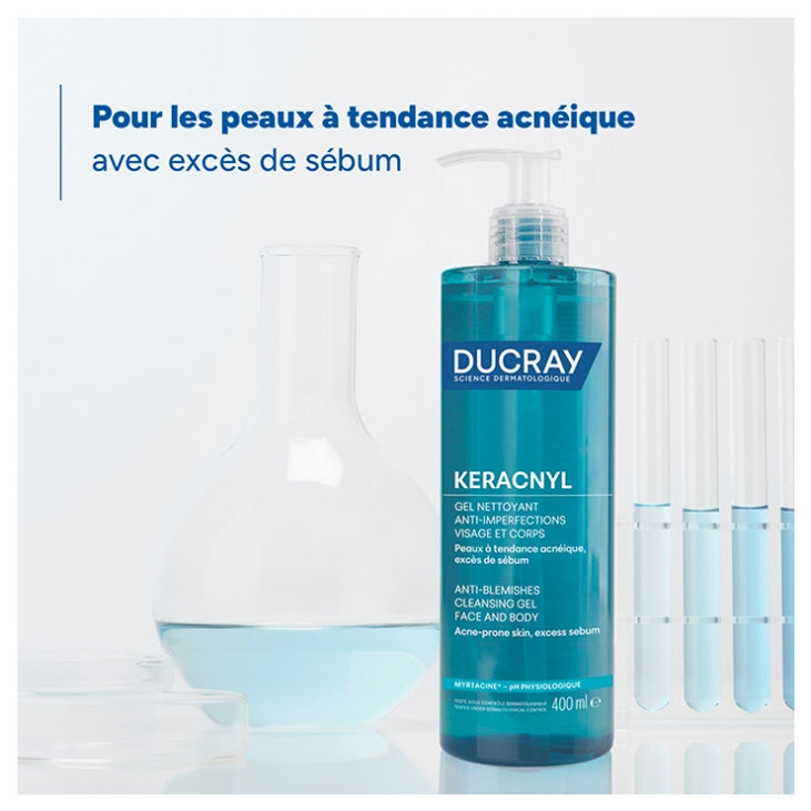 Ducray Keracnyl Foaming Cleansing Face Gel Oily Blemish-Prone Skin 400ml (13.52fl oz)
