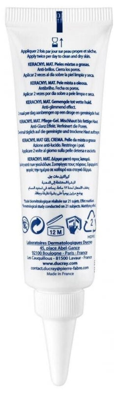 Ducray Keracnyl Mat Cream 30ml (1.01 fl oz) - Anti-Shine Matte Effect for Combination to Oily Skin