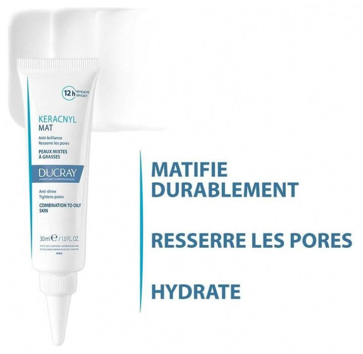 Ducray Keracnyl Mat Cream 30ml (1.01 fl oz) - Anti-Shine Matte Effect for Combination to Oily Skin