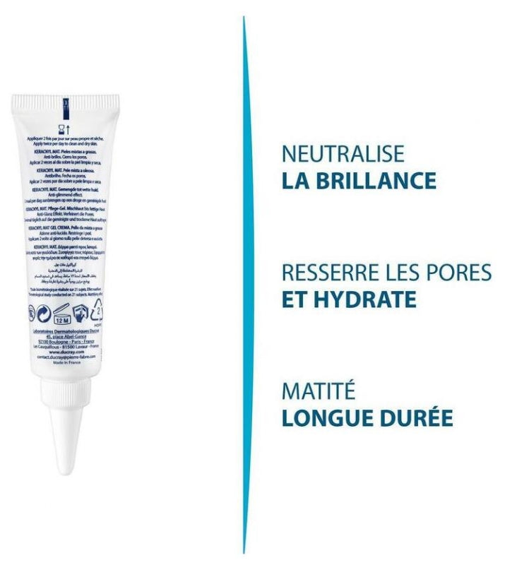 Ducray Keracnyl Mat Cream 30ml (1.01 fl oz) - Anti-Shine Matte Effect for Combination to Oily Skin