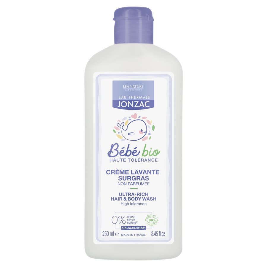 Eau thermale Jonzac Organic Superfatty Cleansing Cream Body & Hair 250ml (8.45fl oz) - FrenchBeautyHub