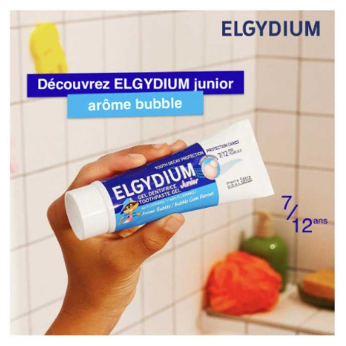 Elgydium معجون أسنان بالفلورايد للأطفال من عمر 7-12 سنة بنكهة Bubble Junior 50 ml