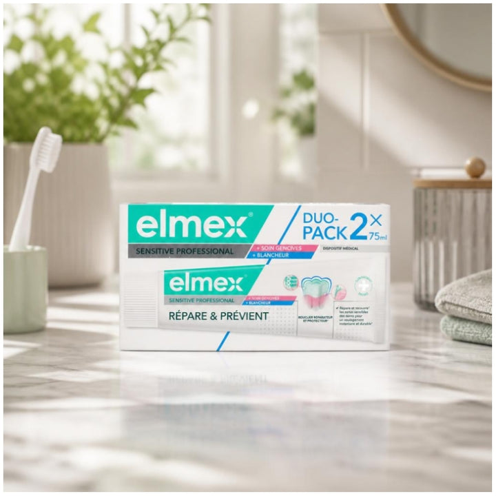 Elmex Sensitive Professional Gum care and whitening toothpaste 75ml x2 (2.54 fl oz)
