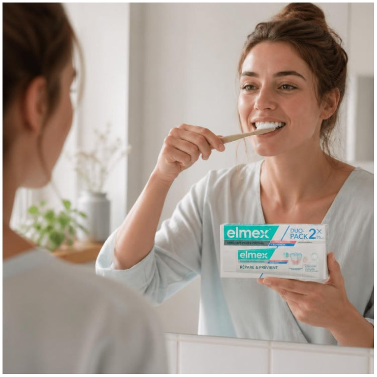 Elmex Sensitive Professional معجون أسنان للعناية باللثة وتبييض الأسنان 2 x 75ml