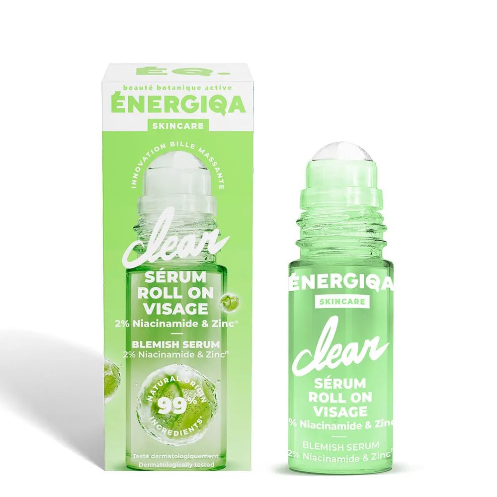 Energiqa Skincare Sérum Roll On Visage Clear 2% Niacinamide & Zinc 30ml (1.01fl oz) - FrenchBeautyHub