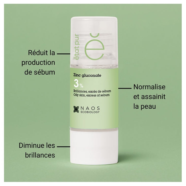 Etat Pur Pure Active Zinkgluconat bei überschüssigem Talg und zu Akne neigender Haut 15ml