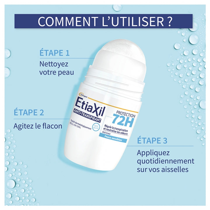 Etiaxil Antiperspirant Desodorante Roll-On de protección 72h para piel sensible 50ml