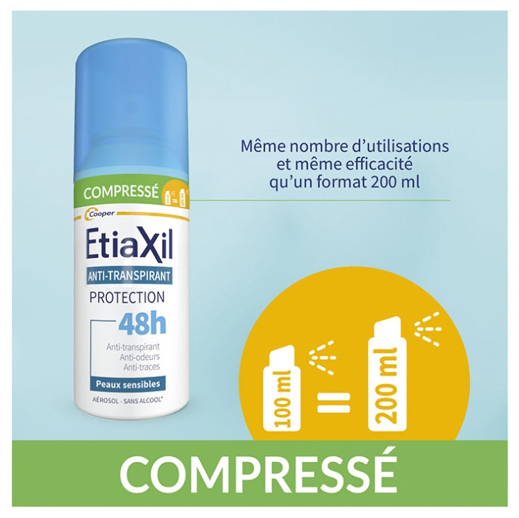 Etiaxil Antiperspirant 48h Kompakt-Aerosol-Schutz für empfindliche Haut 2 x 100ml