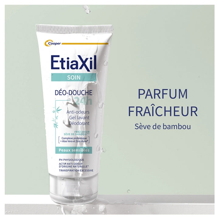 Etiaxil Shower 24-hour Cleansing Gel and Deodorant with Bamboo Sap for Sensitive Skin 200ml (6.76fl oz)