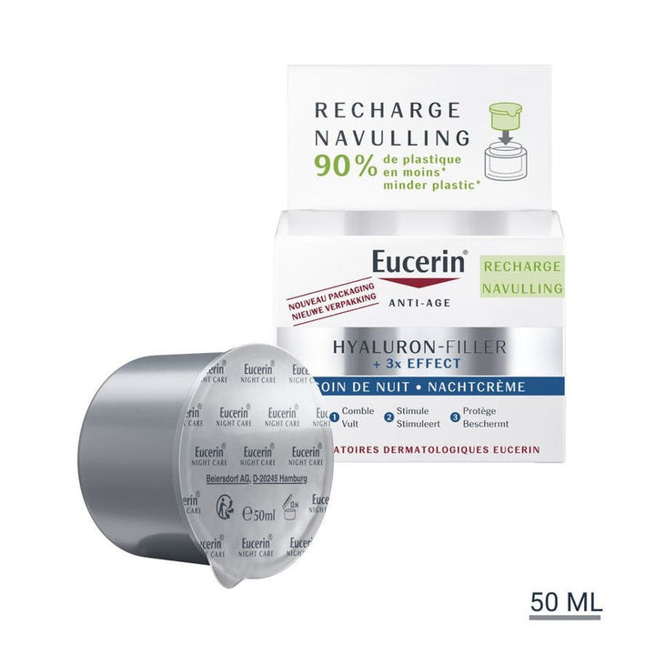 Eucerin Hyaluron - Filler 3x Effect Nachtcreme Nachfüllpackung 50 ml (1,69 fl oz) - FrenchBeautyHub