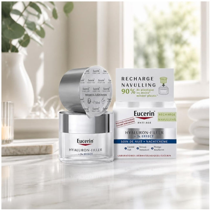 Eucerin Hyaluron-Filler 3x Effect كريم ليلي عبوة إعادة تعبئة 50ml