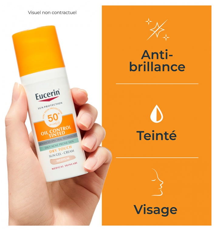 Eucerin Sun Protection Oil Control Tinted Gel-Cream SPF50+ Medium – 50ml (1.69fl oz)
