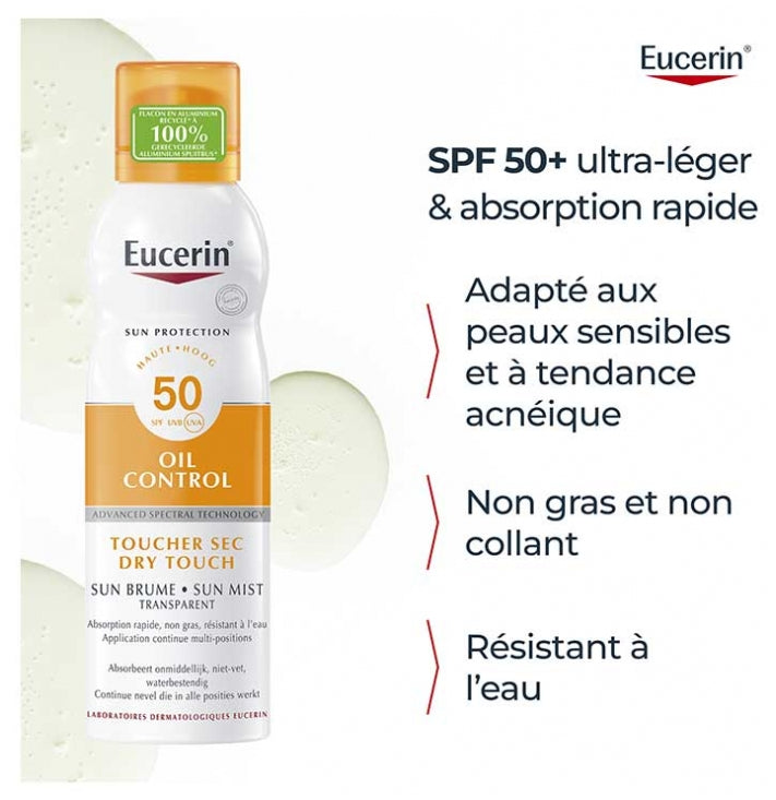 Eucerin Sun Protection Oil Control bruma transparente SPF50 para piel sensible 200ml
