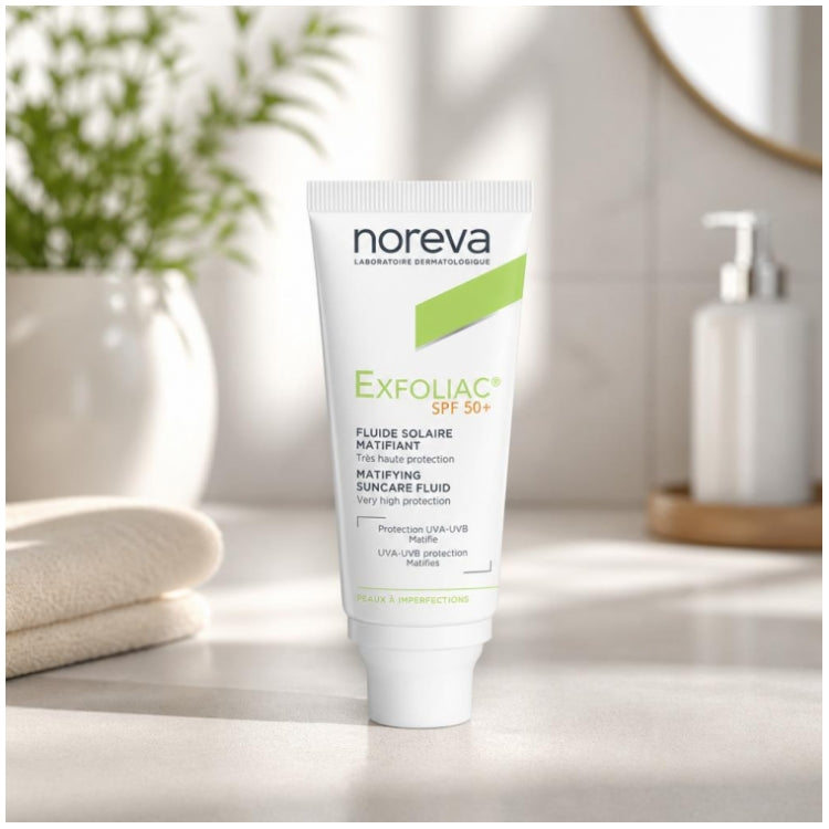 Noreva Exfoliac Fluido solar matificante SPF 50+ 40ml