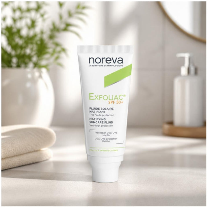 Noreva Exfoliac Fluido solar matificante SPF 50+ 40ml