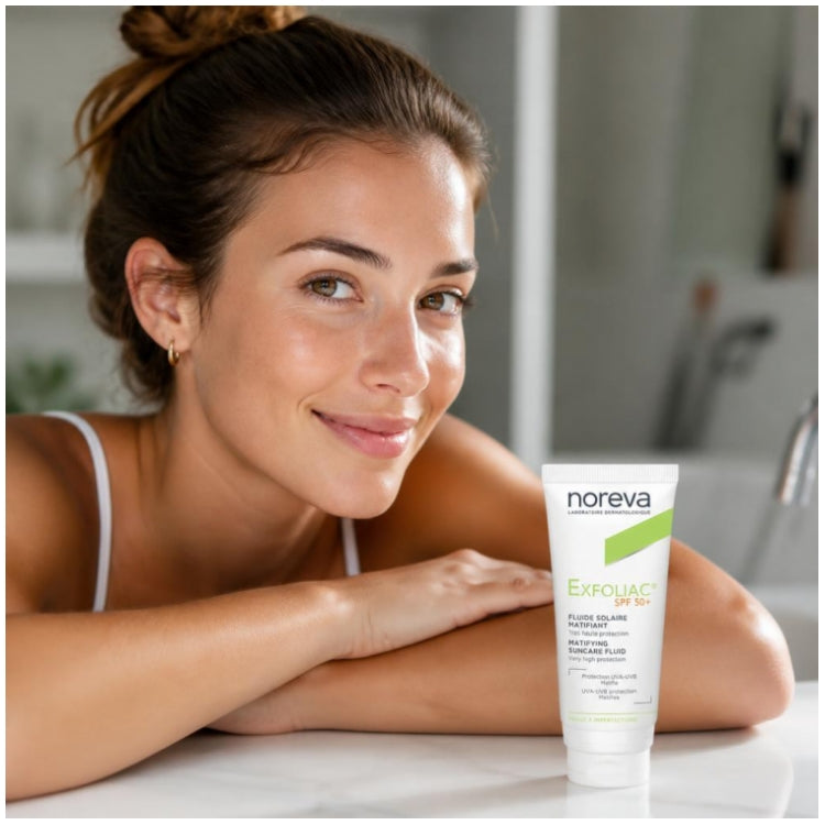 Noreva Exfoliac Fluido solar matificante SPF 50+ 40ml