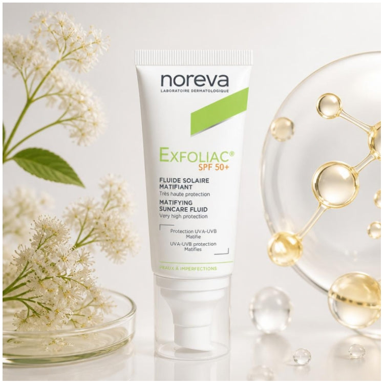 Noreva Exfoliac Fluido solar matificante SPF 50+ 40ml