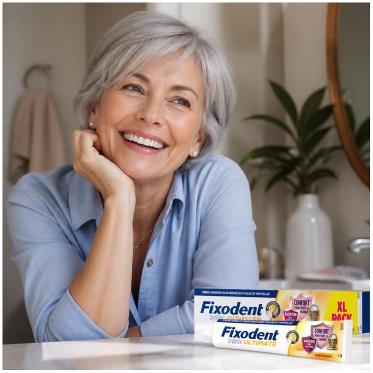 Fixodent Pro Ultimate Adhesive Cream For Total & Partial Dentures Taste Neutre 57ml (1.93fl oz)