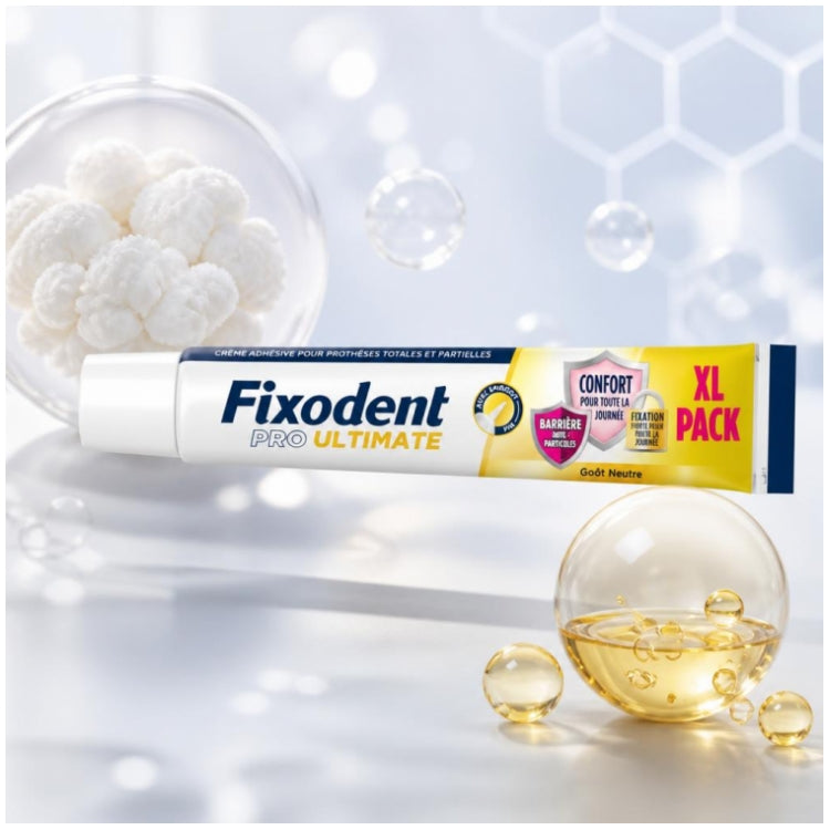 Fixodent Pro Ultimate Adhesive Cream For Total & Partial Dentures Taste Neutre 57ml (1.93fl oz)