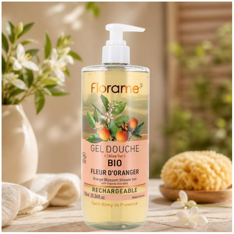 Florame Organic جل استحمام بزهر البرتقال 750ml