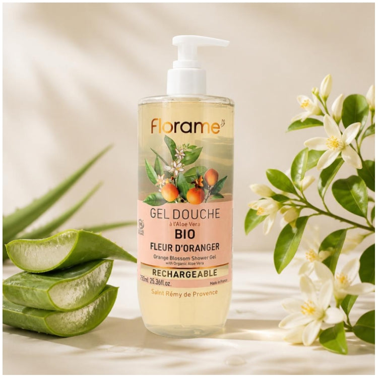 Florame Organic جل استحمام بزهر البرتقال 750ml