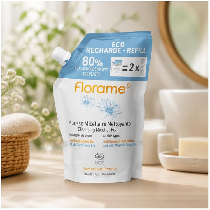 Florame Eco Refill رغوة تنظيف ميسيلارية عضوية 300ml