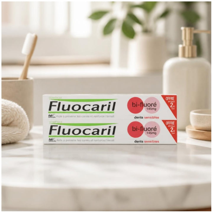 Fluocaril Bi-fluore Sensitive Teeth Toothpaste 75ml x2 (2.53fl oz x2)