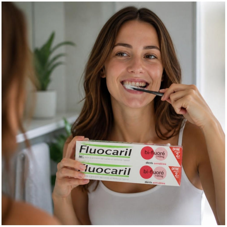 Fluocaril Bi-fluore Sensitive Teeth Toothpaste 75ml x2 (2.53fl oz x2)