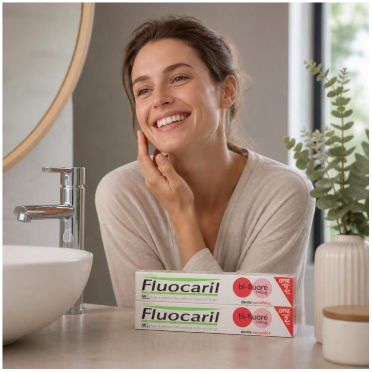 Fluocaril Bi-fluore Sensitive Teeth Toothpaste 75ml x2 (2.53fl oz x2)