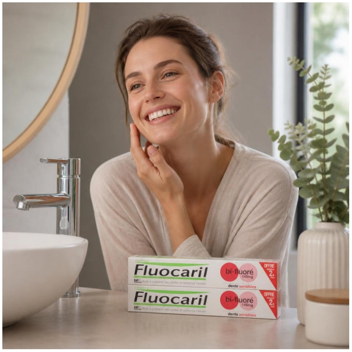 Fluocaril Bi-fluore Sensitive Teeth Toothpaste 75ml x2 (2.53fl oz x2)