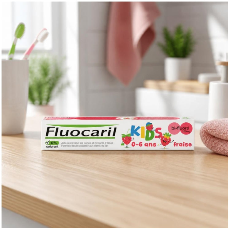 Fluocaril Dentifrice Kids Bi-Fluoré Fraise 0 - 6 ans 75ml (2.54fl oz)