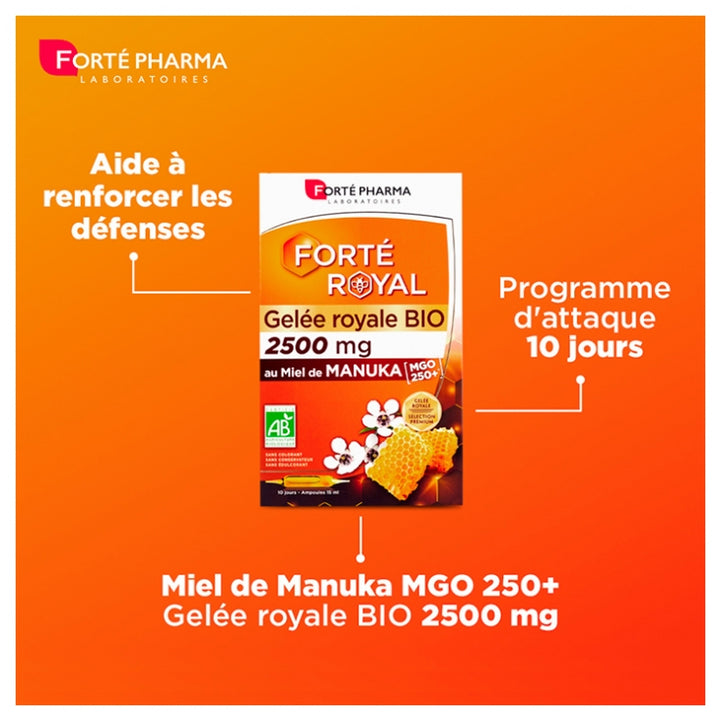 Forté Pharma Forté Royal Bio 2500 mg with Manuka Honey 10 ampulas 300g (10.58 oz)