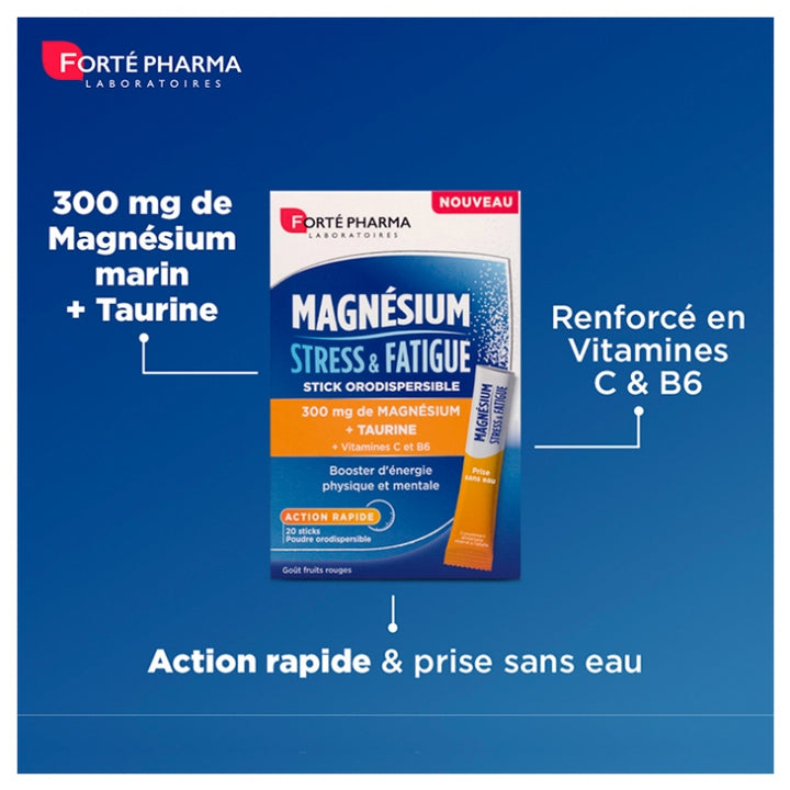 Forté Pharma Magnesium Stress & Fatigue 20 sticks 300g (10.58 oz)