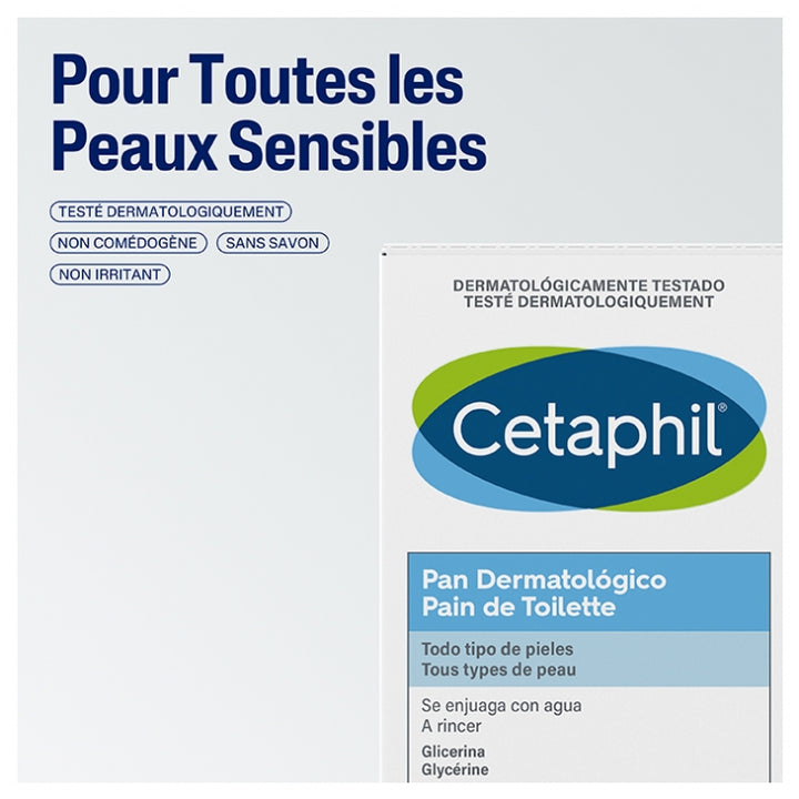 Cetaphil Pain de toilette visage et corps peau sensible 127g