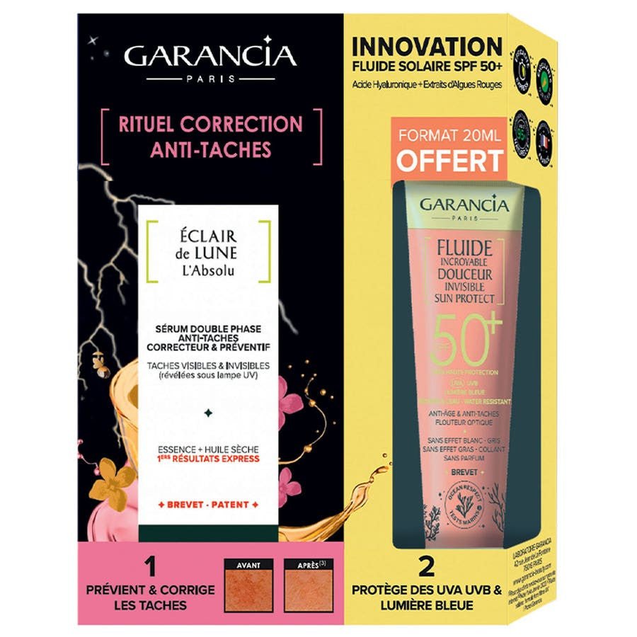 Garancia Eclair de Lune Anti - Spot Correcting Ritual with Dual Phase Serum and Sunscreens - 30ml + 20ml - FrenchBeautyHub
