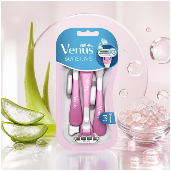 Gillette Venus شفرات حلاقة للاستعمال مرة واحدة X 3 للبشرة الحساسة