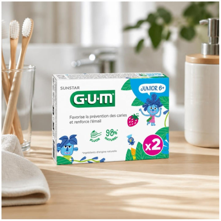 Gum Toothpaste Junior 6 years and over Strawberry Flavour With Fluoride and Isomalt 2x50ml (1.69fl oz)